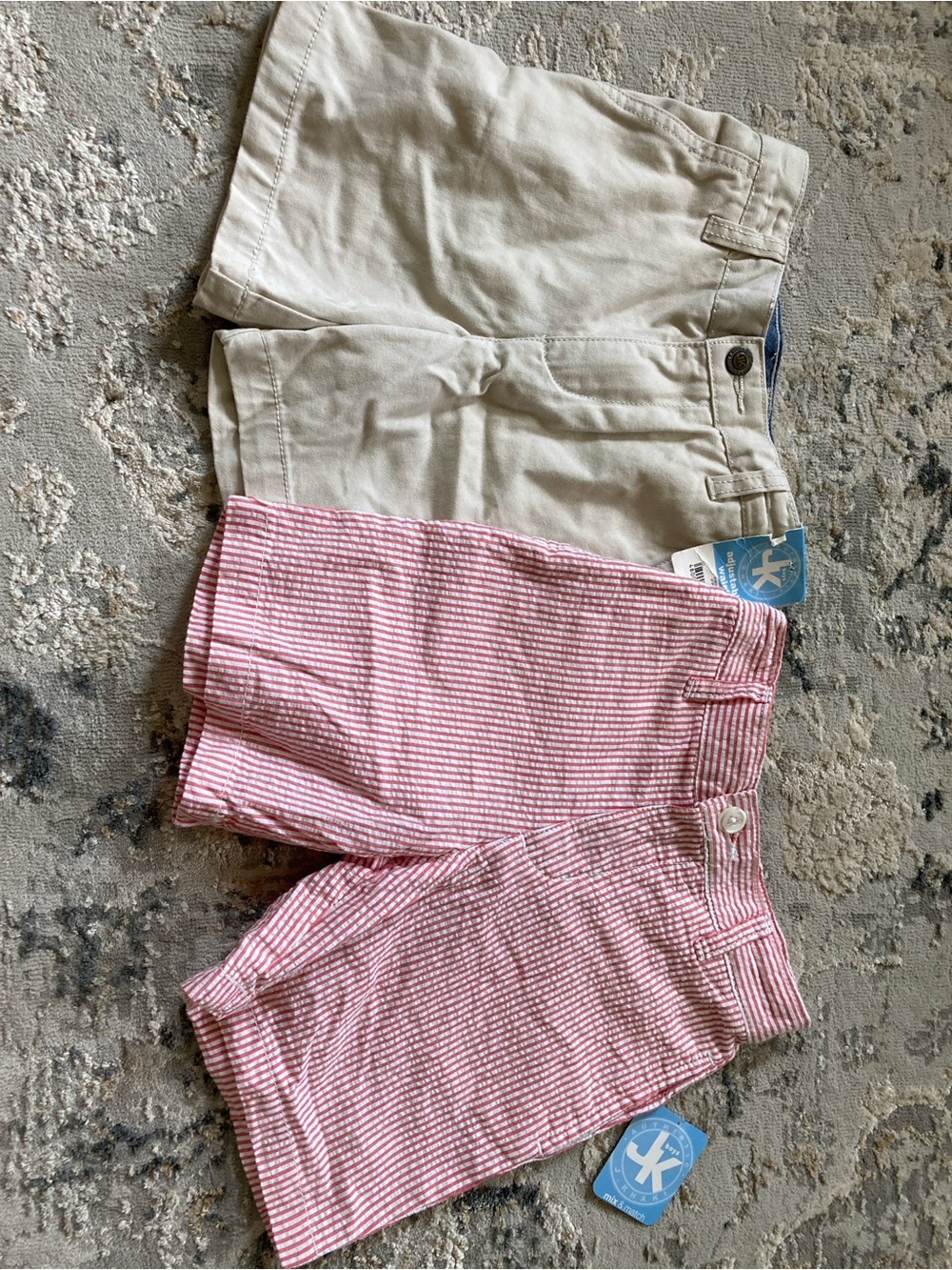 J. Khaki Kids Shorts - Cream & Pink Seersucker